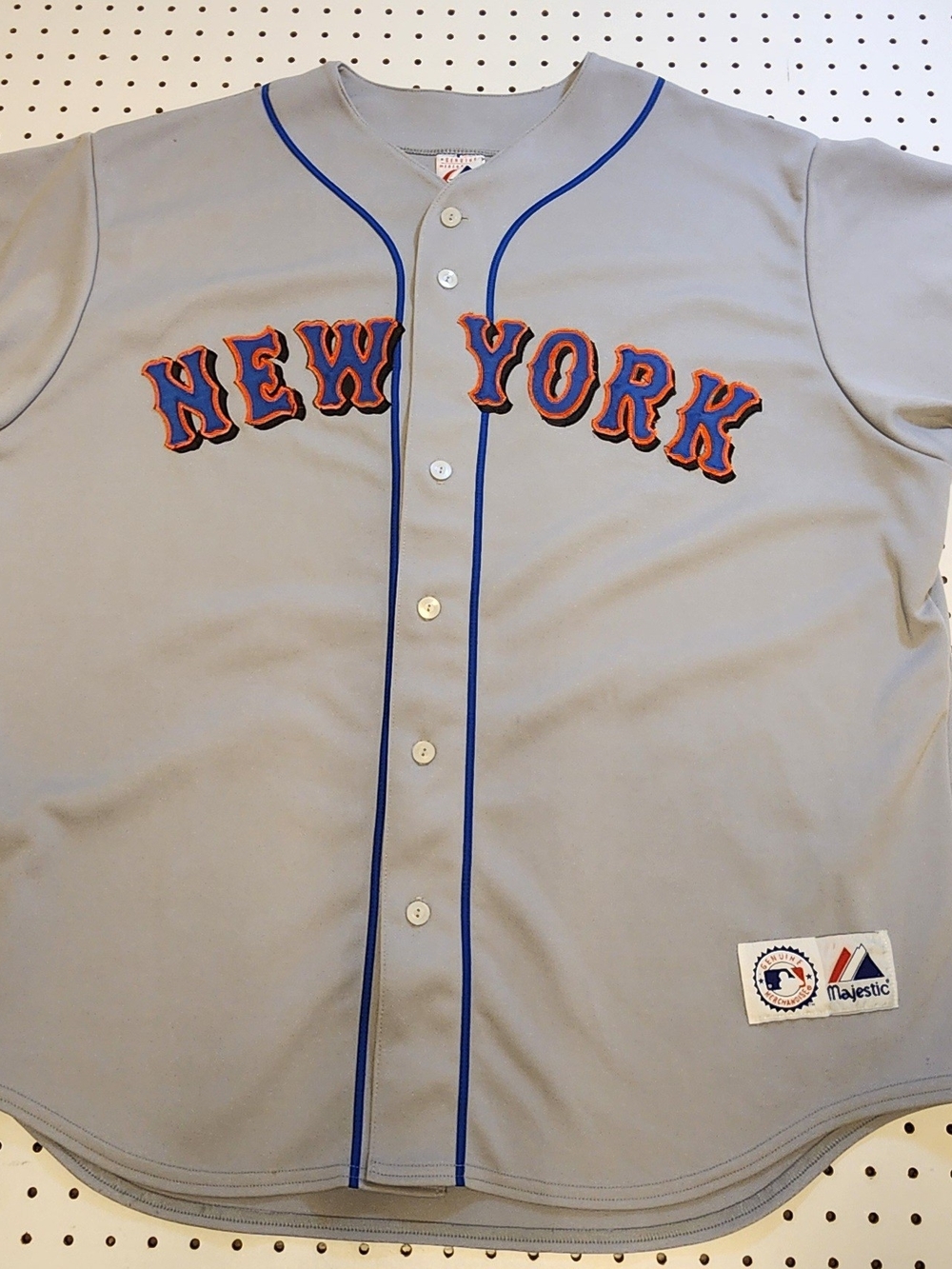 Vintage Majestic MLB New York Mets Jersey Mens 2XL Gray Stitched Made in USA